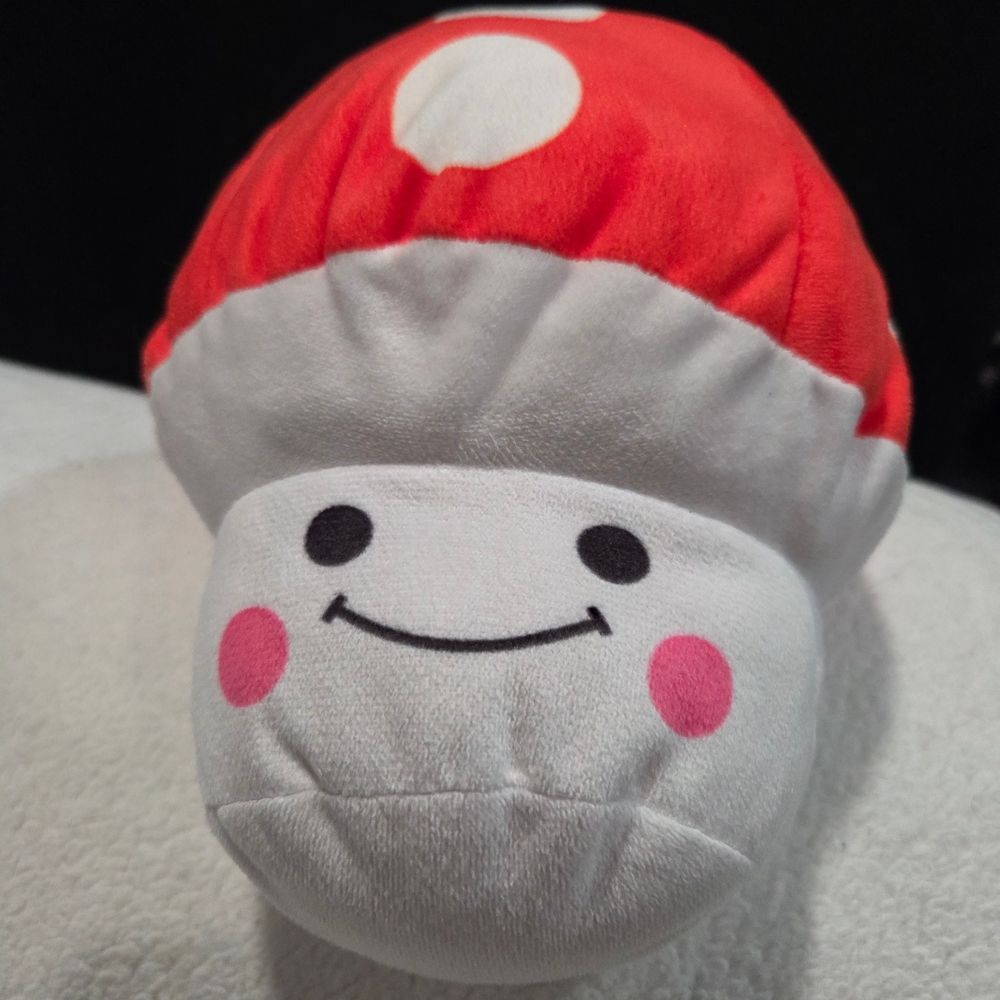 Goffa Smiling Red White Smiling Spotted Cap Mushroom plush toy 7 inch
